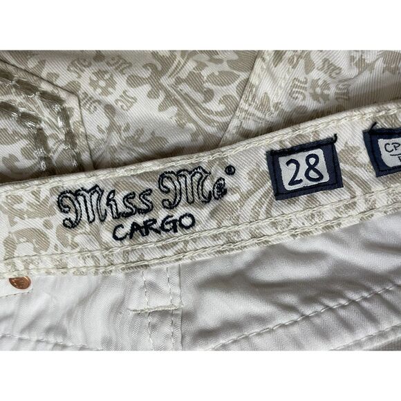 Miss Me Women's 28 White Short Cotton Bermuda Paisley Stretch Streetwear Casual - Picture 8 of 11